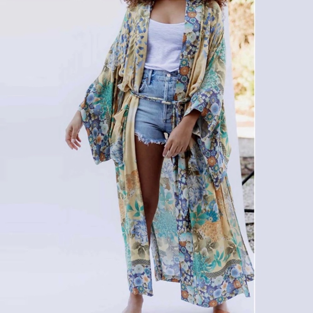 SOLD OUT Yellow Gypsy Willow Floral Open Kimono Duster - Picture 2 of 7